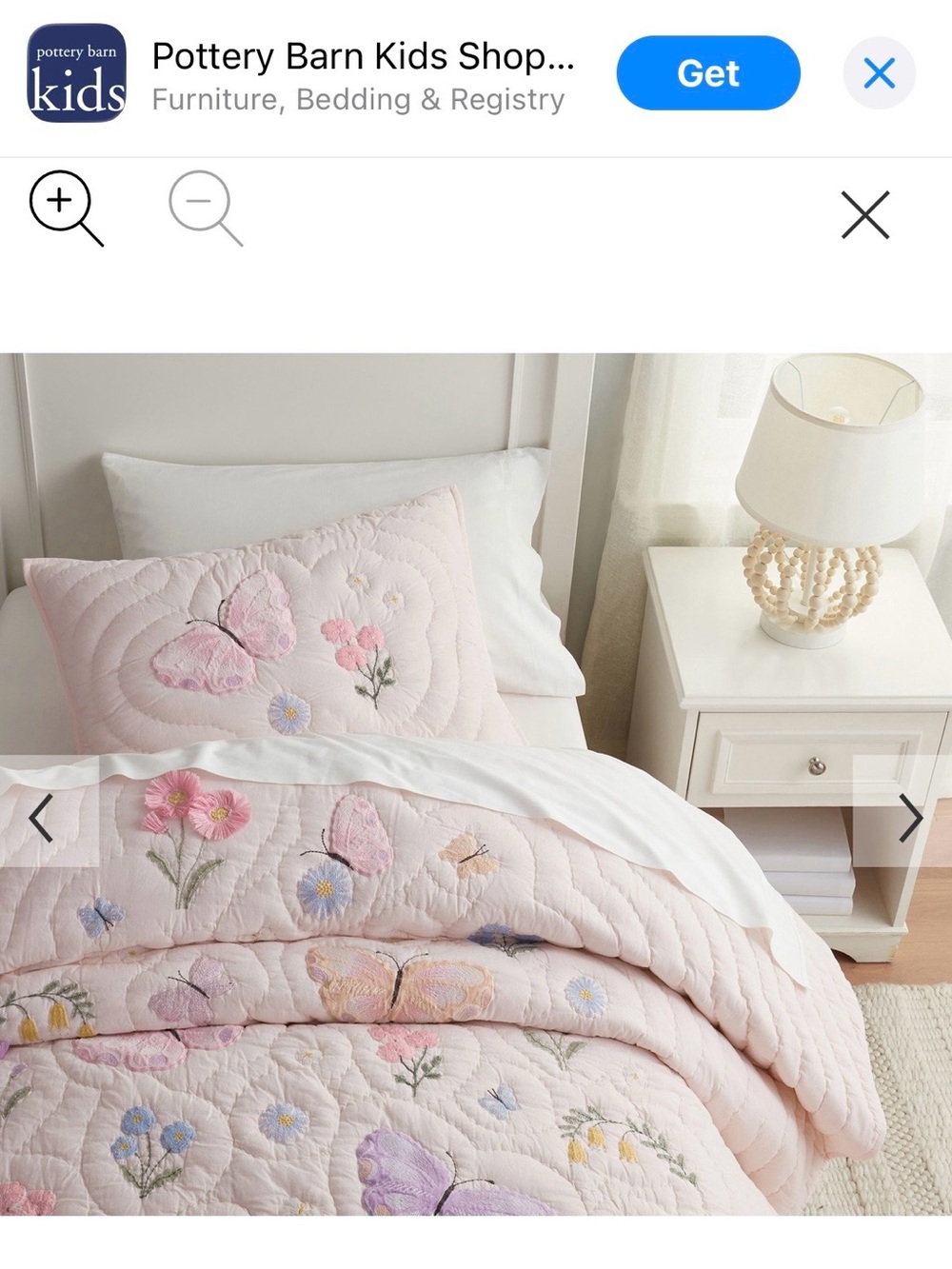 Pottery Barn Kids Pink Wildflower Butterfly Quilt & Sham - TWIN